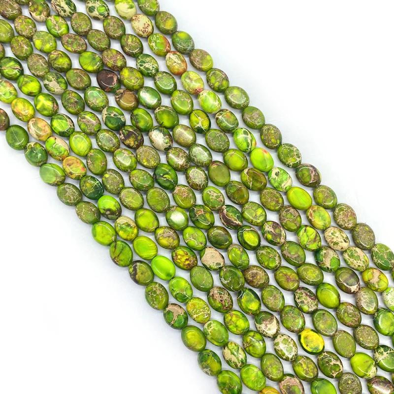 6x8mm Natural Oval Malachite Turquoises Unakite Stone Beads