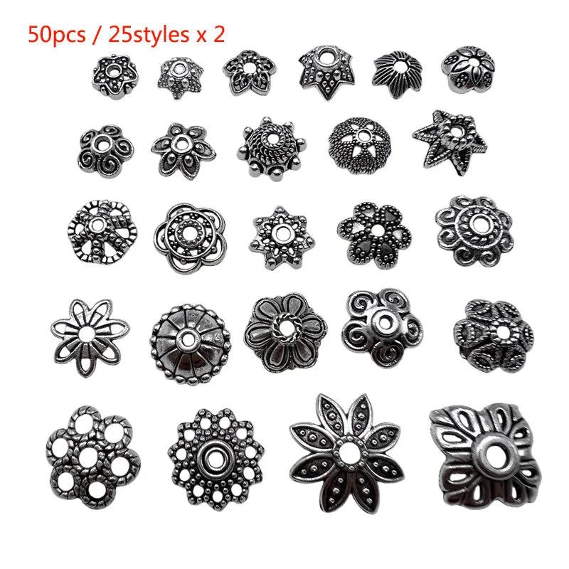 Tibetan Silver Mixed Batch 25 Style Bead Cap for DIY Jewelry