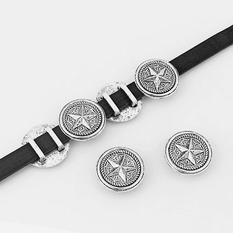 10pcs Star Charms Slider Beads for Leather Cord Bracelets