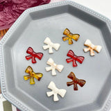 Japanese Retro Blooming Coffee Amber Bow Resin Patch DIY Jewelry Earrings