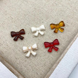 Japanese Retro Blooming Coffee Amber Bow Resin Patch DIY Jewelry Earrings