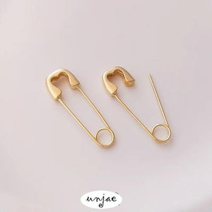 14K Gold-Coated Love Pin Copper-Plated Brooch Earrings