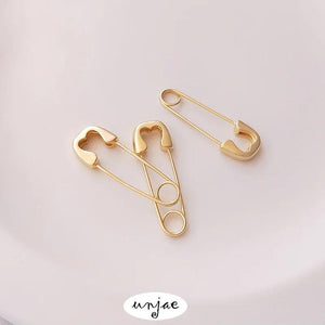 14K Gold-Coated Love Pin Copper-Plated Brooch Earrings