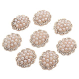 10Pcs 20mm Round Flower Rhinestone Pink Pearl Buckle DIY Jewelry Accessories
