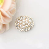 10Pcs 20mm Round Flower Rhinestone Pink Pearl Buckle DIY Jewelry Accessories