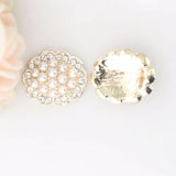 10Pcs 20mm Round Flower Rhinestone Pink Pearl Buckle DIY Jewelry Accessories