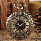 Vintage Roman Numerals Quartz Pocket Watch Steampunk Pendant Necklace