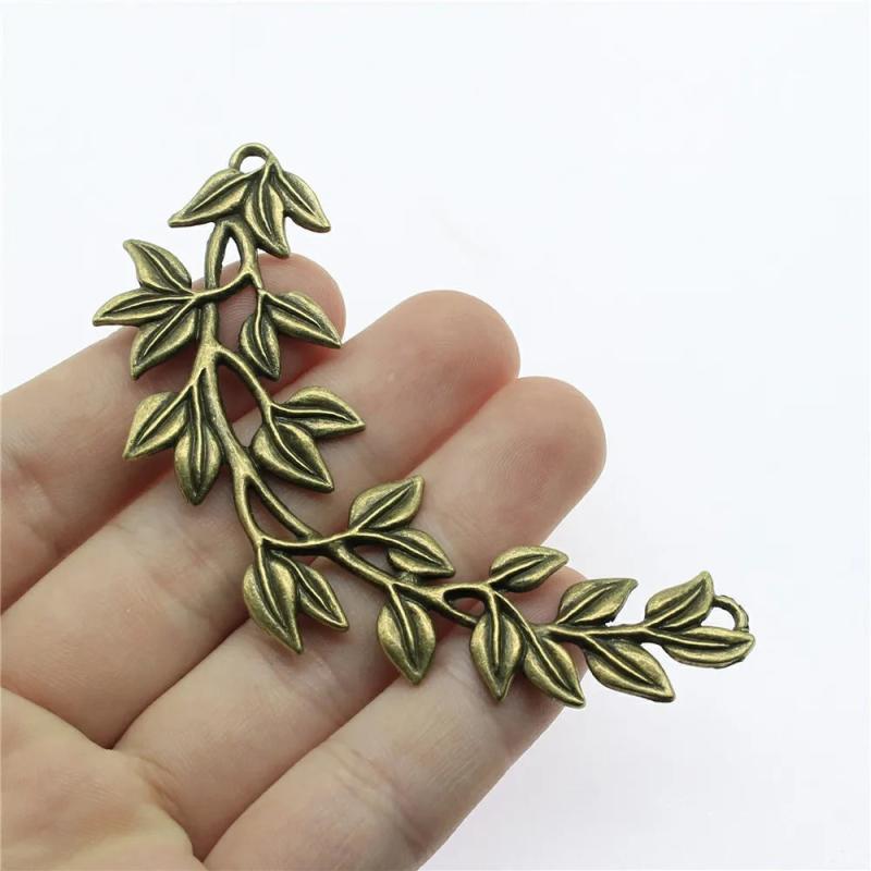 5pcs Big Leaves Pendant Charms Antique Bronze Leaf Charms Jewelry