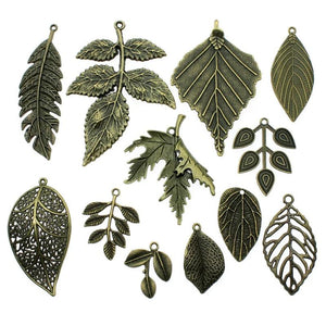 5pcs Big Leaves Pendant Charms Antique Bronze Leaf Charms Jewelry