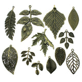 5pcs Big Leaves Pendant Charms Antique Bronze Leaf Charms Jewelry