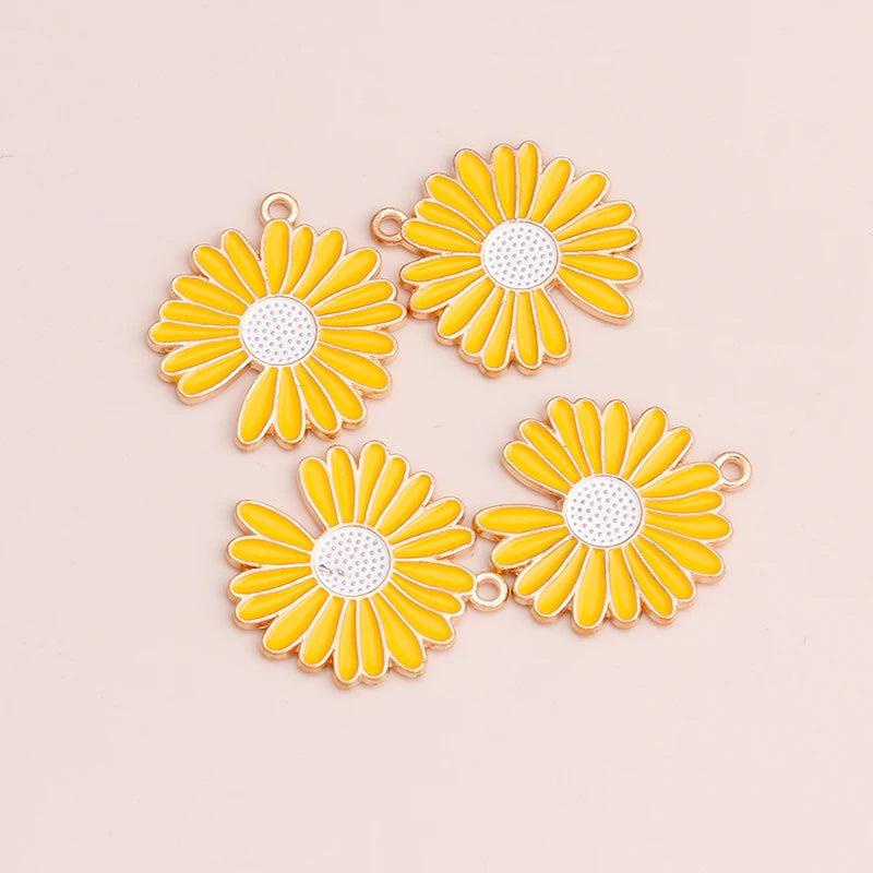 10pcs Enamel Flowers Charms DIY Jewelry Making Pendants Necklace Bracelet