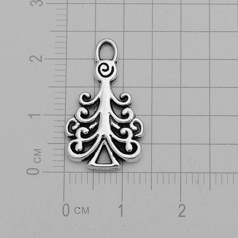 Silver Plated Christmas Tree Charms Pine Pendants DIY Jewelry Making