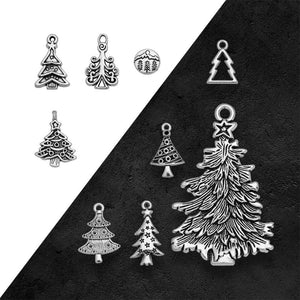 Silver Plated Christmas Tree Charms Pine Pendants DIY Jewelry Making
