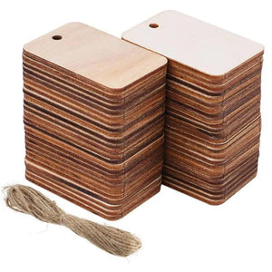 25pcs 52x34mm Unfinished Wood Rectangle Pieces Blank Wooden Hanging Tags