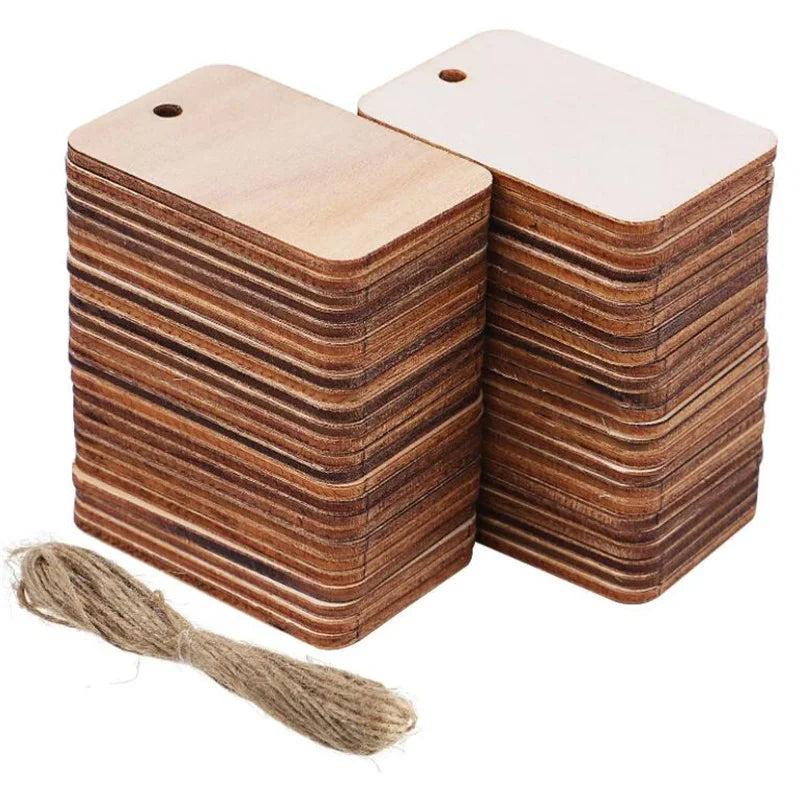 25pcs 52x34mm Unfinished Wood Rectangle Pieces Blank Wooden Hanging Tags