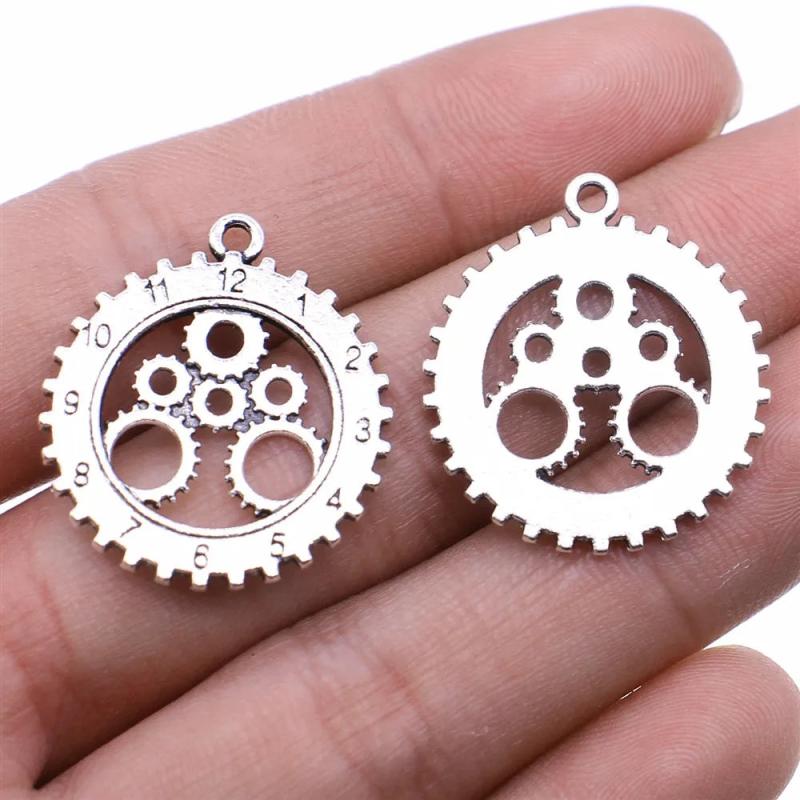 20pcs Antique Silver Steampunk Gear Pendant Charms for DIY Craft