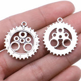 20pcs Antique Silver Steampunk Gear Pendant Charms for DIY Craft