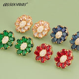 Elegant Zircon Glass Earrings Set for Women