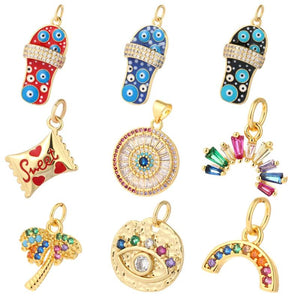 Rainbow Slippers Pendant Necklace Charm Diy Handmake Sweet Candy Stainless