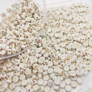300Pcs Champagne Acrylic Letter Beads 4*7mm for Jewelry Making