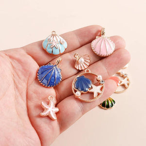 10pcs Enamel Ocean Animals Charms for DIY Jewelry
