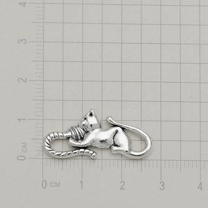 Antique Silver Plated Moon Cat Pet Charm Pendant DIY Jewelry Findings