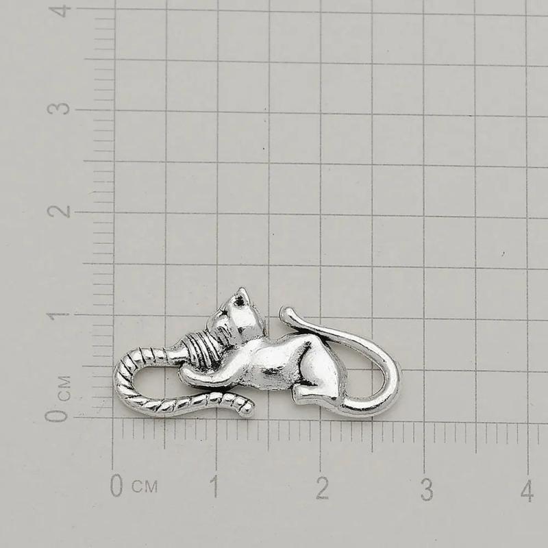 Antique Silver Plated Moon Cat Pet Charm Pendant DIY Jewelry Findings