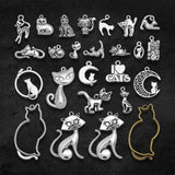 Antique Silver Plated Moon Cat Pet Charm Pendant DIY Jewelry Findings