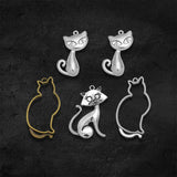 Antique Silver Plated Moon Cat Pet Charm Pendant DIY Jewelry Findings