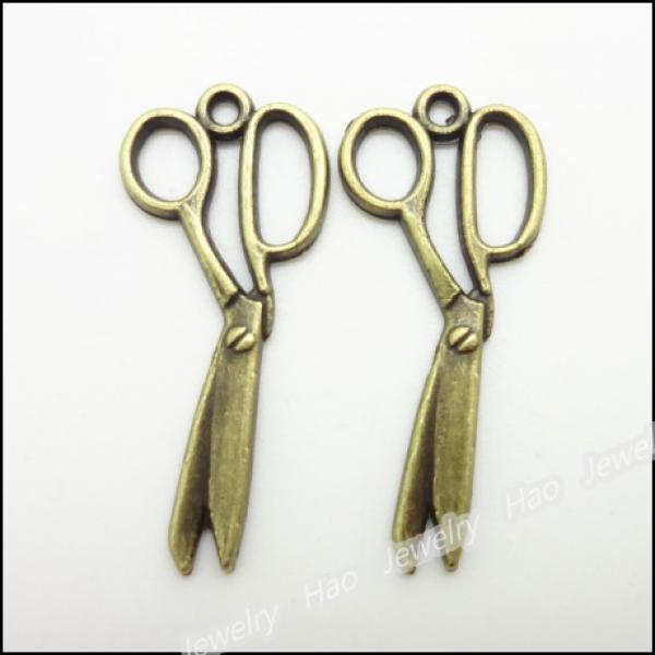 80pcs Vintage Scissors Pendant Charms Antique Bronze for DIY Jewelry Making