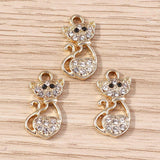 10pcs 13x18mm Cartoon Animal Charms Crystal Cat Charms for Jewelry Making