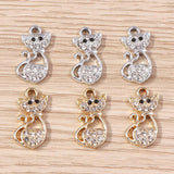 10pcs 13x18mm Cartoon Animal Charms Crystal Cat Charms for Jewelry Making