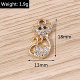 10pcs 13x18mm Cartoon Animal Charms Crystal Cat Charms for Jewelry Making