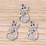 10pcs 13x18mm Cartoon Animal Charms Crystal Cat Charms for Jewelry Making