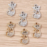 10pcs 13x18mm Cartoon Animal Charms Crystal Cat Charms for Jewelry Making