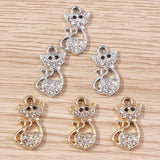 10pcs 13x18mm Cartoon Animal Charms Crystal Cat Charms for Jewelry Making