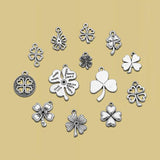 Antique Silver Plated St.Patrick'S Clover Charms Ireland Pendants For Diy