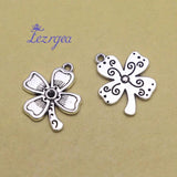 Antique Silver Plated St.Patrick'S Clover Charms Ireland Pendants For Diy