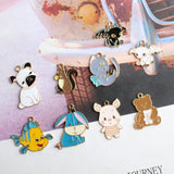 10Pcs Cartoon Animal Enamel Mini Charm DIY Jewelry Making