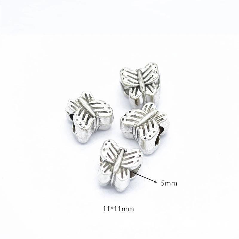 40pcs Butterfly Beads 11x11mm Antique Silver Plated for DIY Jewelry Making
