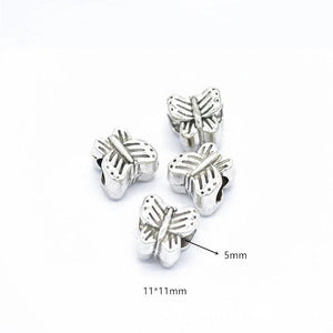 40pcs Butterfly Beads 11x11mm Antique Silver Plated for DIY Jewelry Making