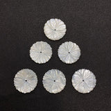 3pcs Mother Pearl Shell Carved Round Flower Earrings