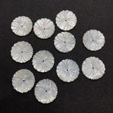 3pcs Mother Pearl Shell Carved Round Flower Earrings