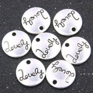 20Pcs Charm Letter Round Pendant Retro Necklace Bracelet Jewelry Accessories