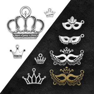 Silver Plated Mardi Gras Crown Charms for DIY Jewelry Making