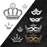 Silver Plated Mardi Gras Crown Charms for DIY Jewelry Making