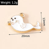10pcs Cartoon Enamel Seal Charm for Jewelry Making