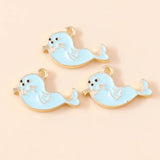 10pcs Cartoon Enamel Seal Charm for Jewelry Making
