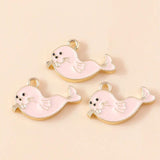 10pcs Cartoon Enamel Seal Charm for Jewelry Making