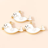 10pcs Cartoon Enamel Seal Charm for Jewelry Making